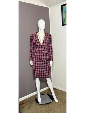 1990's Plaid Skirt Suit from Breckenridge size 10P Chunky Tweed Checked Set